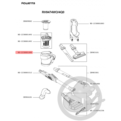 Bac séparateur aspirateur Rowenta Seb RS-2230001490