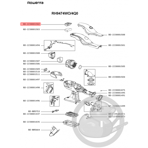 Grille arrière orange aspirateur Rowenta Seb RS-2230001502