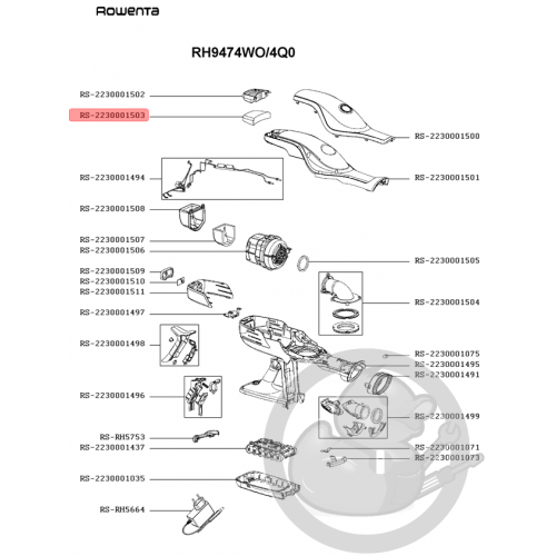 Filtre mousse aspirateur Rowenta Seb RS-2230001503