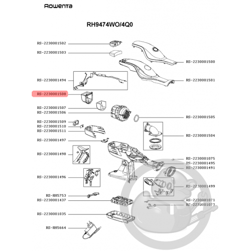 Deflecteur arriere aspirateur Rowenta Seb RS-2230001508