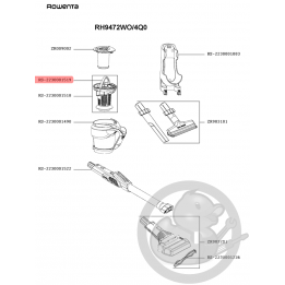 Poignée séparateur vert aspirateur Rowenta Seb RS-2230001519