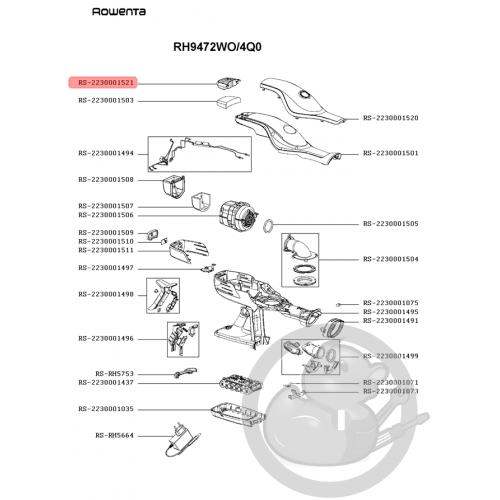 Grille arrière verte aspirateur Rowenta Seb RS-2230001521