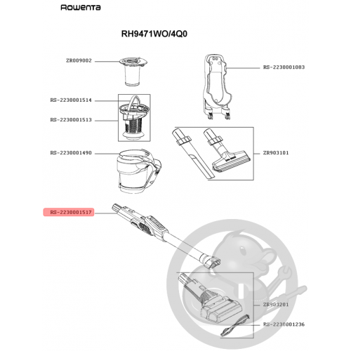 Tube flexible bleu aspirateur Rowenta Seb RS-2230001517