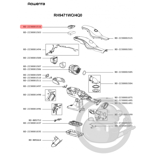 Grille arrière bleue aspirateur Rowenta Seb RS-2230001516