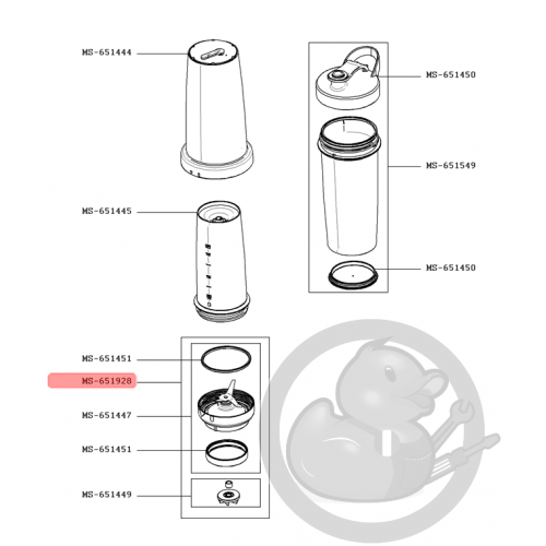 Bloc de coupe complet blender freshboost Moulinex Seb MS-651928