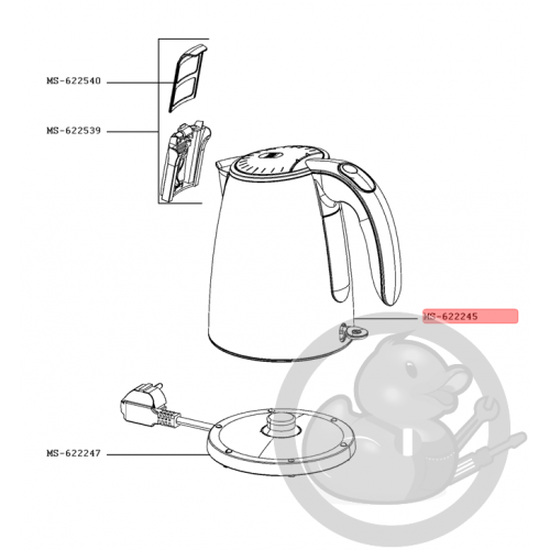 Corps complet 1850w bouilloire Tefal Seb MS-622245