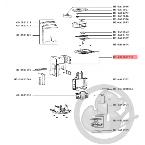 Corps + capot cafetière expresso Krups Seb MS-8080017339