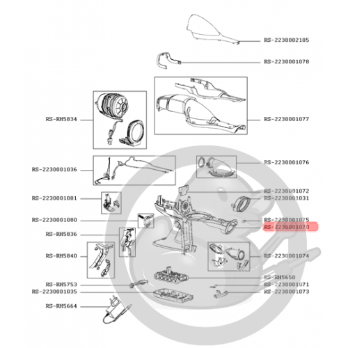 Boitier inférieur blanc aspirateur air force Rowenta RS-2230001070