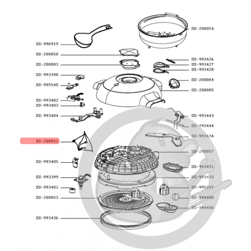 Couvercle inferieur gris cuiseur Cookeo SS-208057. Origine Moulinex