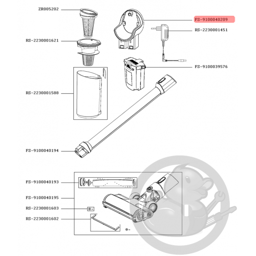 Support mural gris aspirateur X-pert Rowenta FS-9100040209