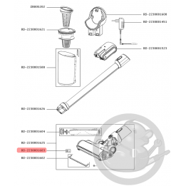 Roulette+axe/Electro brosse aspirateur X-pert Rowenta RS-2230001603