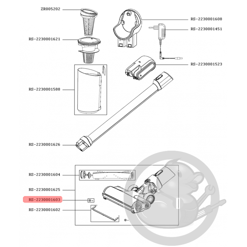 Roulette De Brosse, Embout Aspirateur Fs-9100033245 Rowenta Fs