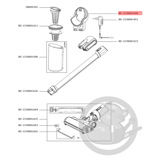 Support mural noir aspirateur X-pert Rowenta RS-2230001608