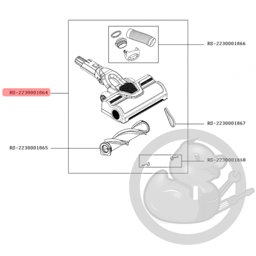 Electro-brosse complet gris aspirateur Air Force Rowenta RS-2230001864