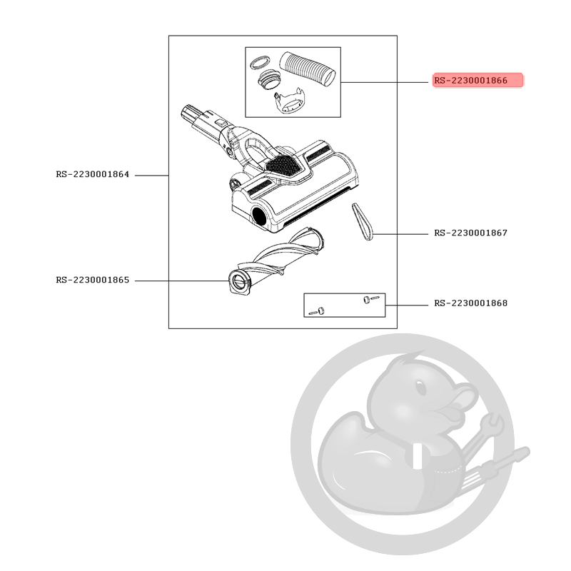 Raccord de flexible + joint RS-2230001866 pour Aspirateur, ROWENTA