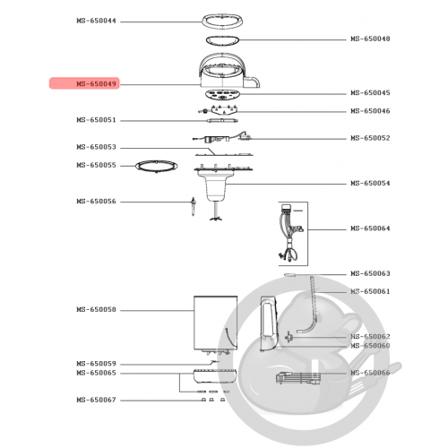 Boitier + poignée Blender Easy Soup Moulinex MS-650049