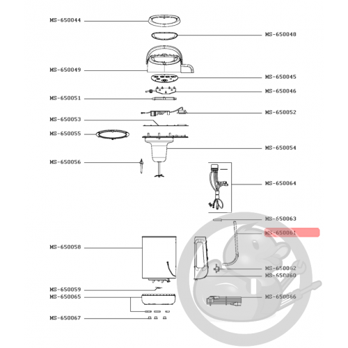 Enjoliveur/Poignée/Bol Blender Easy Soup Moulinex MS-650061