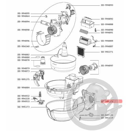 Grille arrière noire friteuse actifry SS-995174