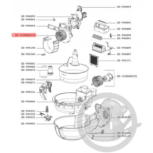 Support + moteur + hélice friteuse actifry Tefal SS-1530000236