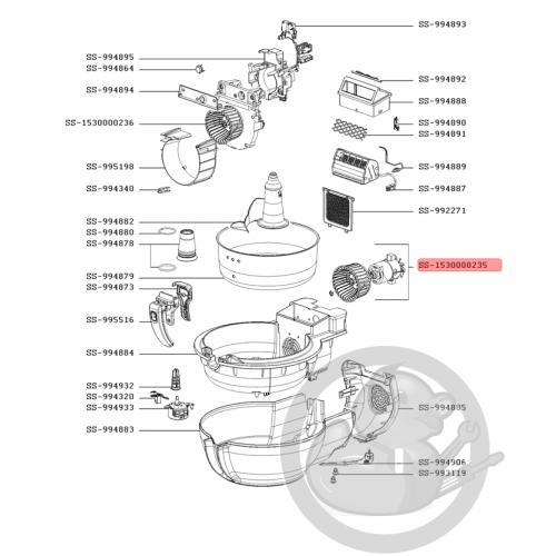 Moteur + hélice + rondelle friteuse actifry Tefal SS-1530000235