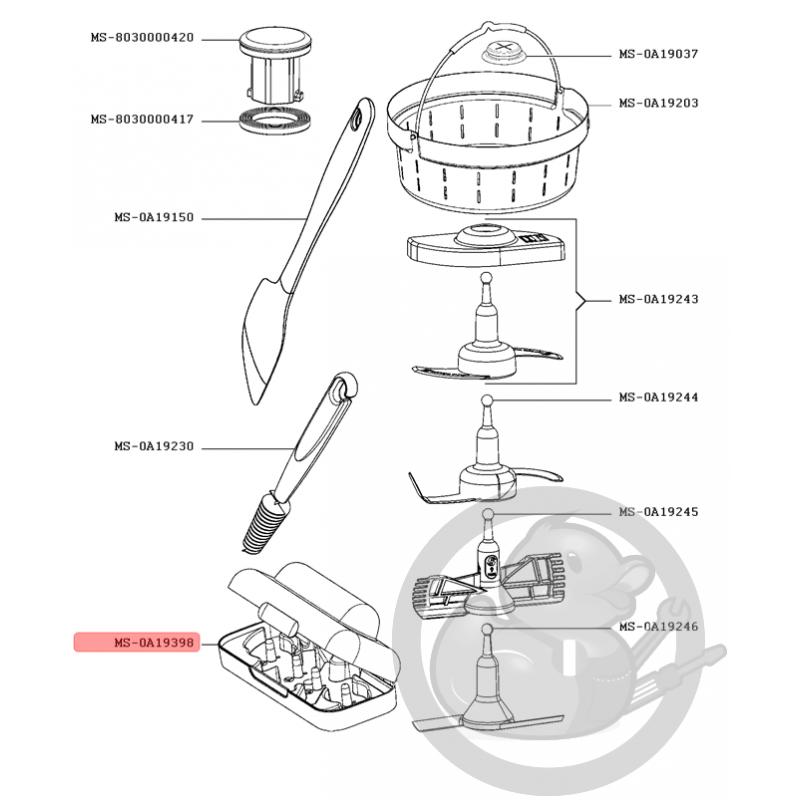 BOITE DE RANGEMENT ACCESSOIRES pour PIECES PREPARATION CULINAIRE PETIT  ELECTROMENAGER MOULINEX - MS-0A19398