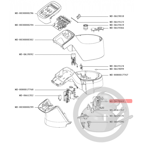 Levier sécurité + ressort + support robot companion Moulinex MS-0A19369