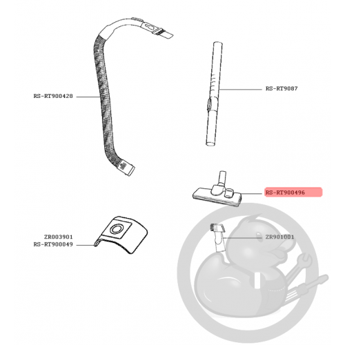 Suceur brosse amovible large aspirateur Rowenta RS-RT900496