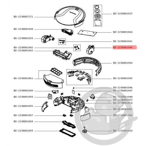 Roue droite + moteur noir aspirateur Rowenta RS-2230001040