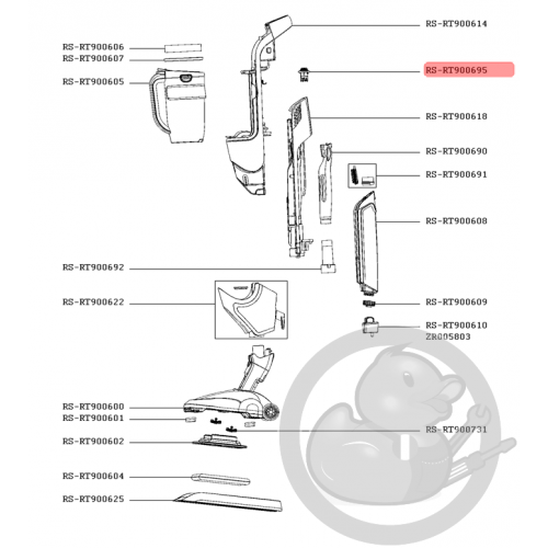 Interrupteur blanc nettoyeur vapeur clean&steam Rowenta RS-RT900695