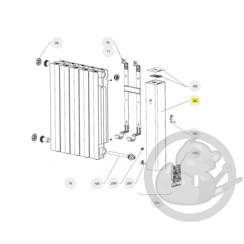 Joue droite seule + lexan th radiateur Atlantic Thermor 093159