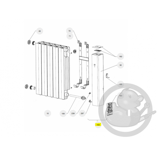 Ens. thermostat + joue 1000W FSC radiateur Atlantic Thermor 087339