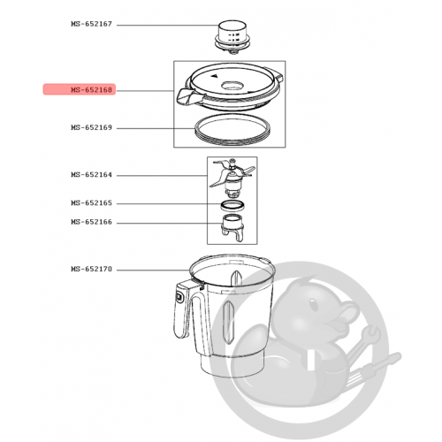 Couvercle bol + joint noir robot clickchef Moulinex MS-652168